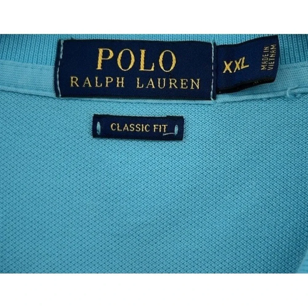 Polo Ralph Lauren Classic Fit Short‎ Sleeve Polo Shirt Baby Blue Men's 2XL